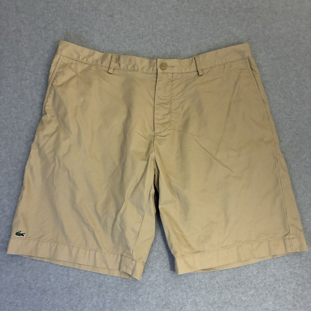 Men’s Lacoste Classic Fit Khaki Golf Shorts Beige Chino Casual Size 38